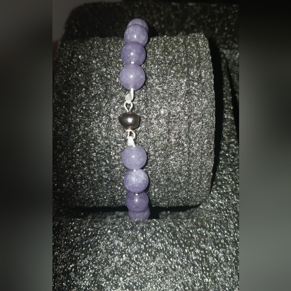 Natural peacock pearl and amethyst  bracelet